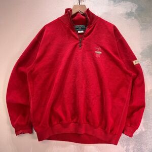 VTG SDI Ridgewood Golf Mens S Quarter Zip Sweater Pullover Red Cotton Oversized